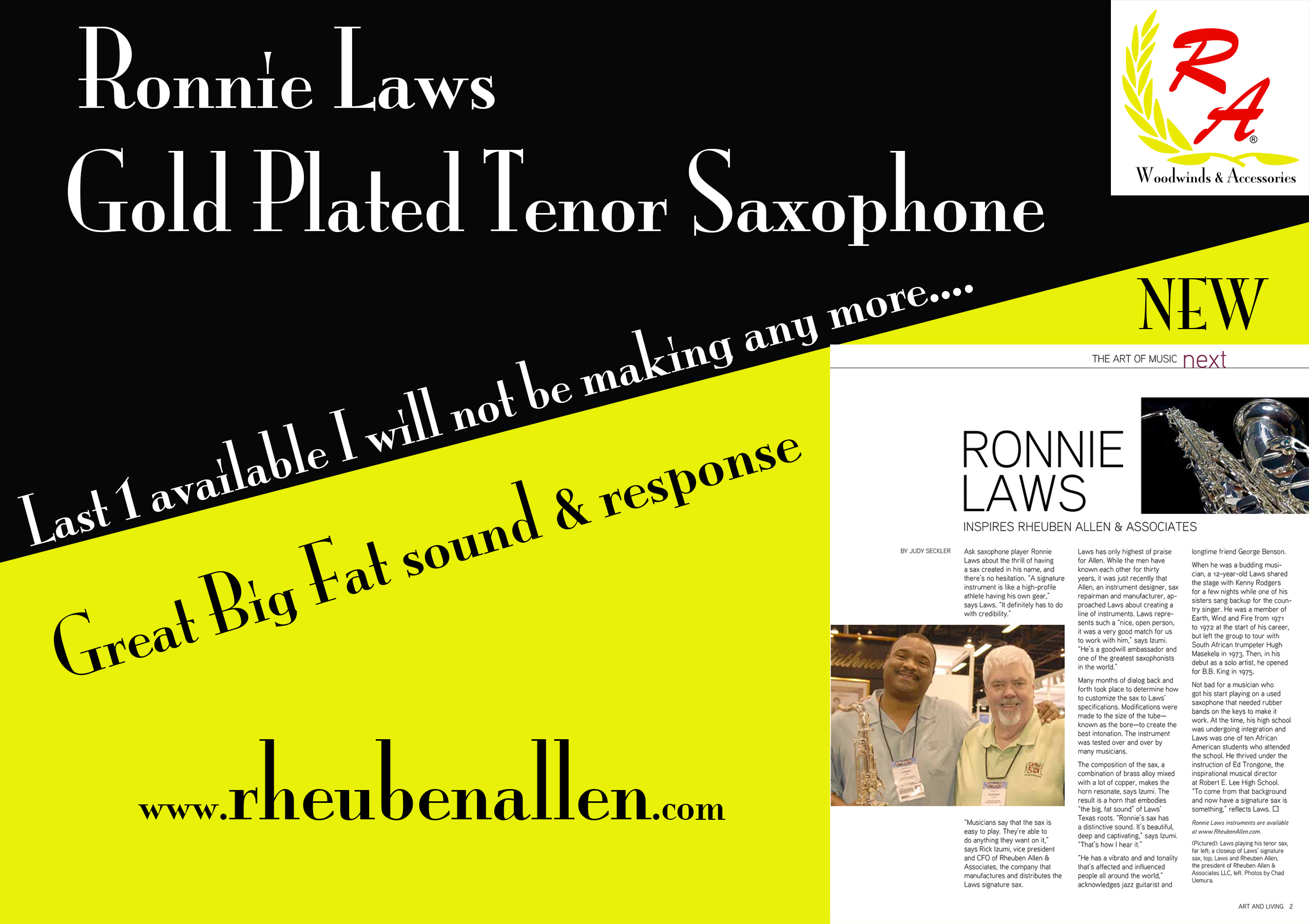 Ronnie Laws Gold Plated tenor saxophone